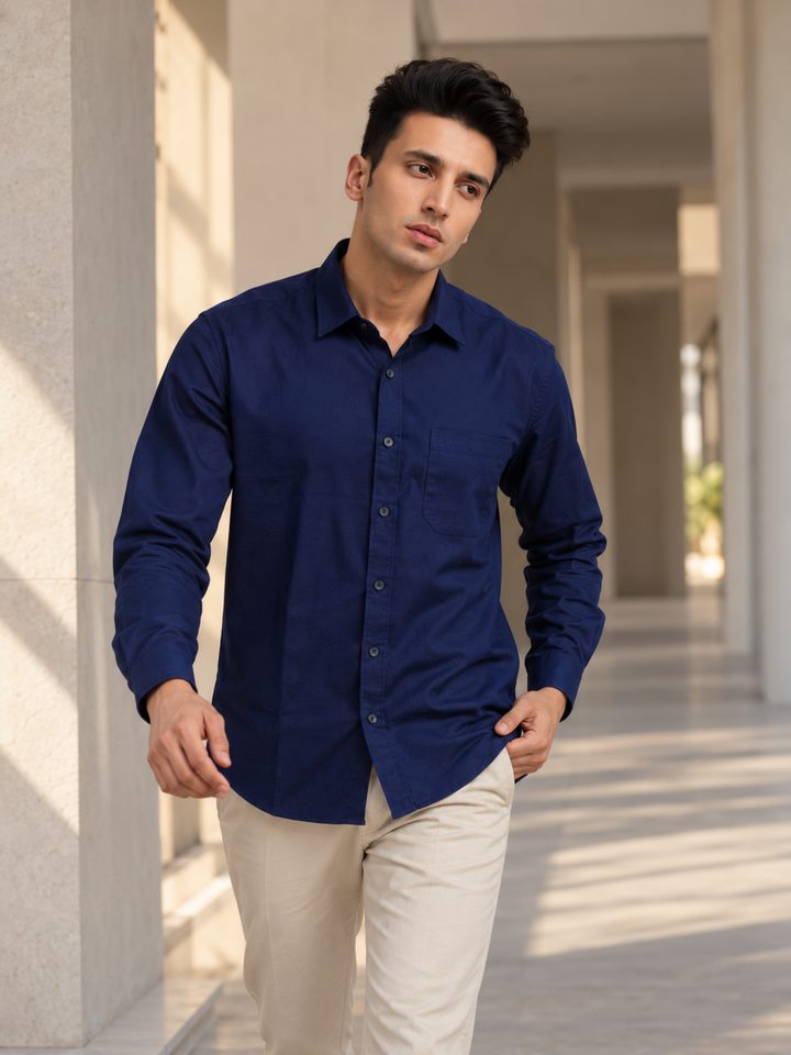 Midnight Navy Cotton Linen Shirt
