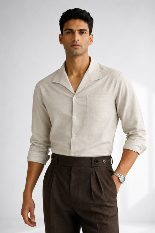 Men’s Off White Linen Designer Shirt – Premium Summer Essential