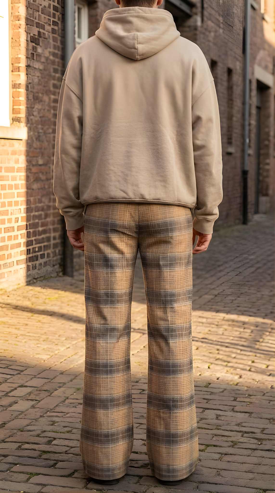 Brown Check Bootcut Pant