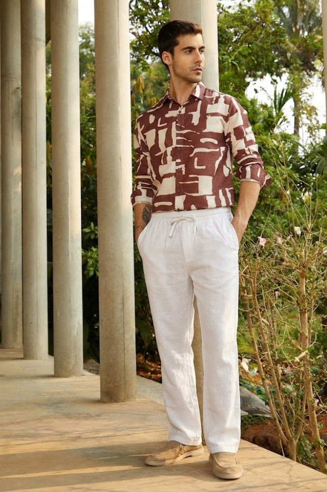 White Linen Cotton Relaxed Fit Pants – Premium Summer Essential