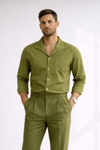 Men’s Summer Olive Linen Designer Shirt – Premium Summer Essential