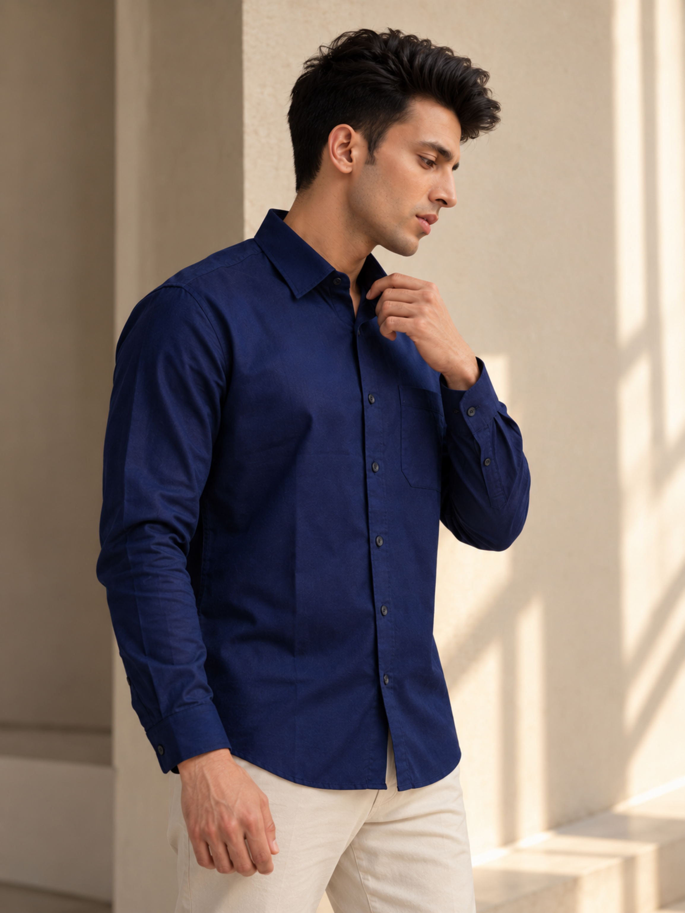 Midnight Navy Cotton Linen Shirt