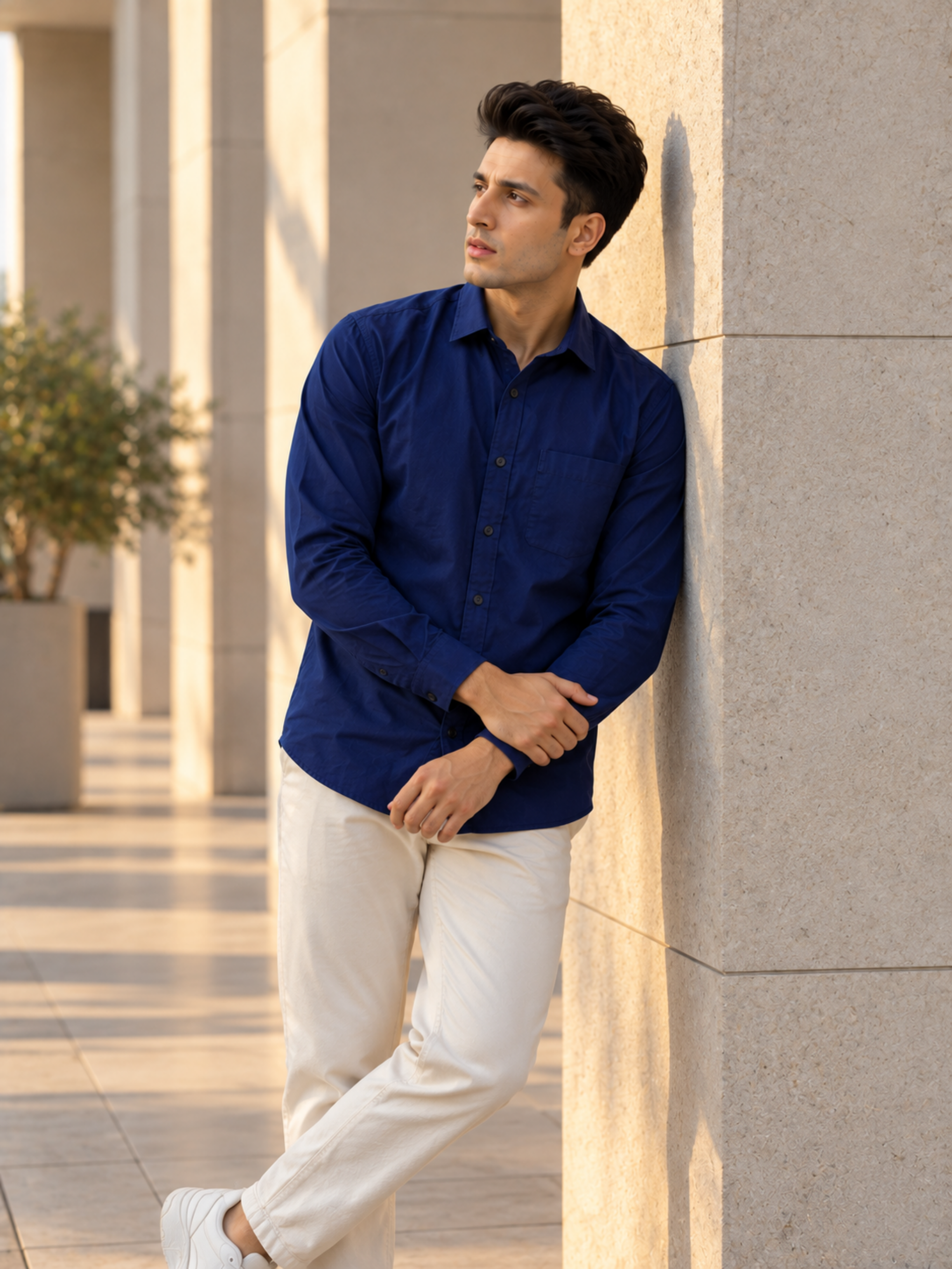 Midnight Navy Cotton Linen Shirt