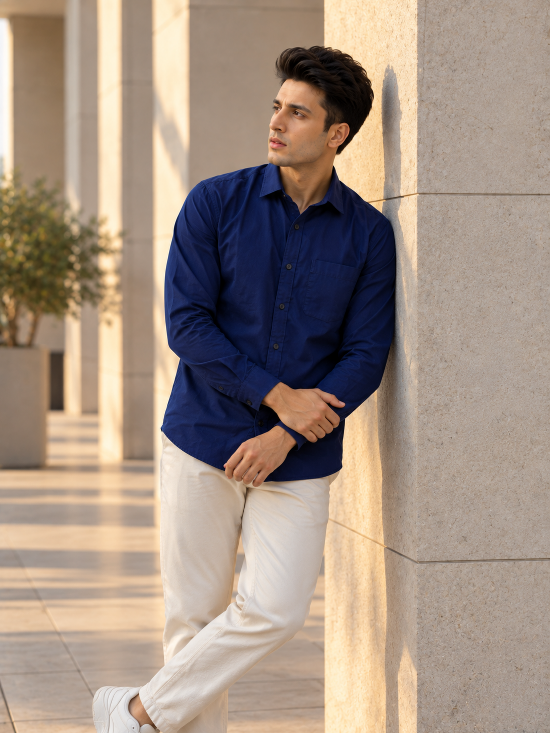 Midnight Navy Cotton Linen Shirt