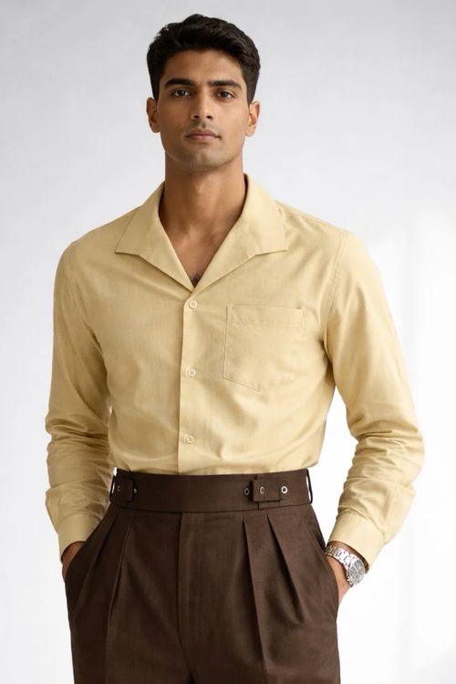 Men’s Butter Yellow Linen Designer Shirt – Premium Summer Essential