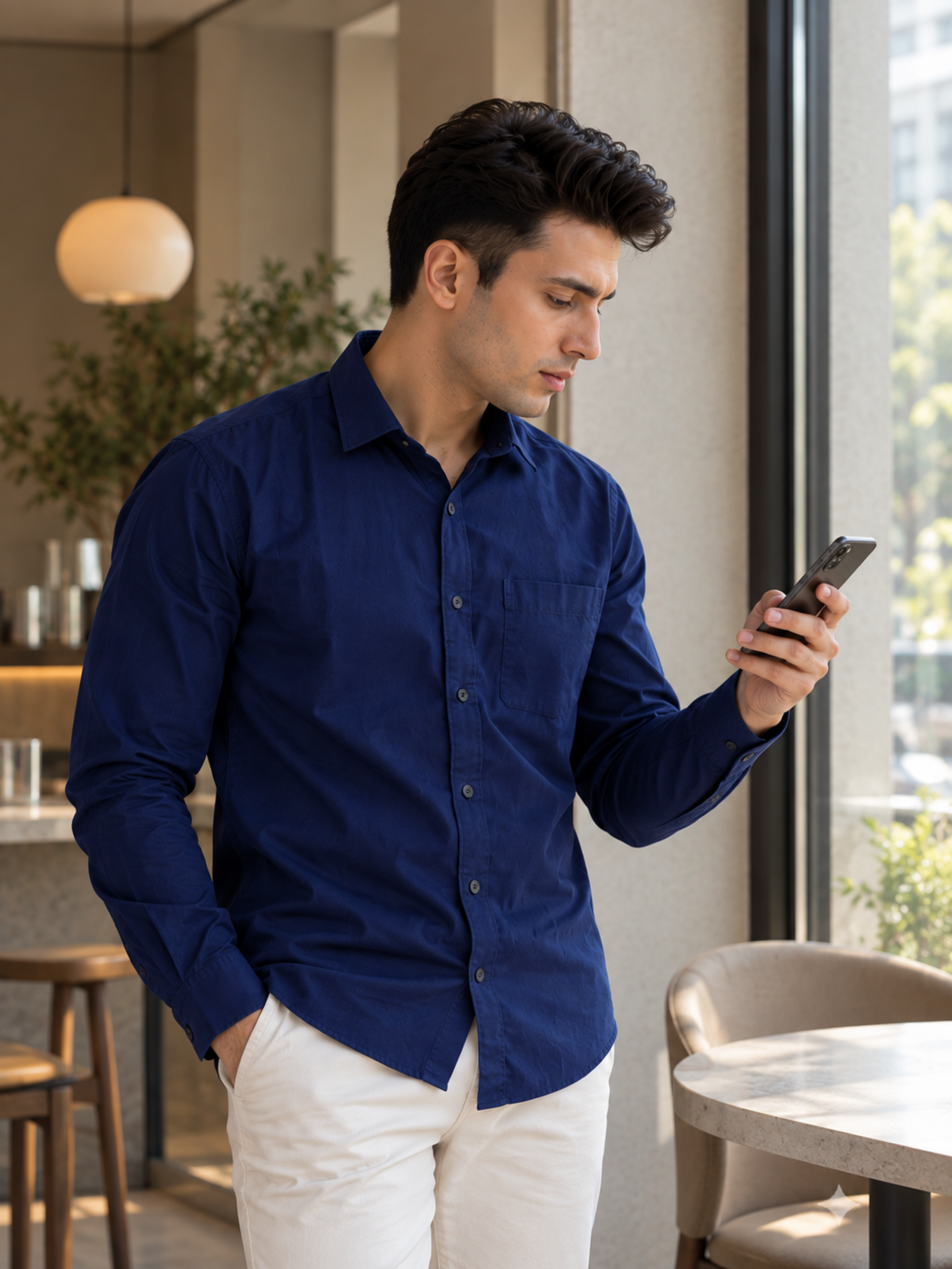 Midnight Navy Cotton Linen Shirt