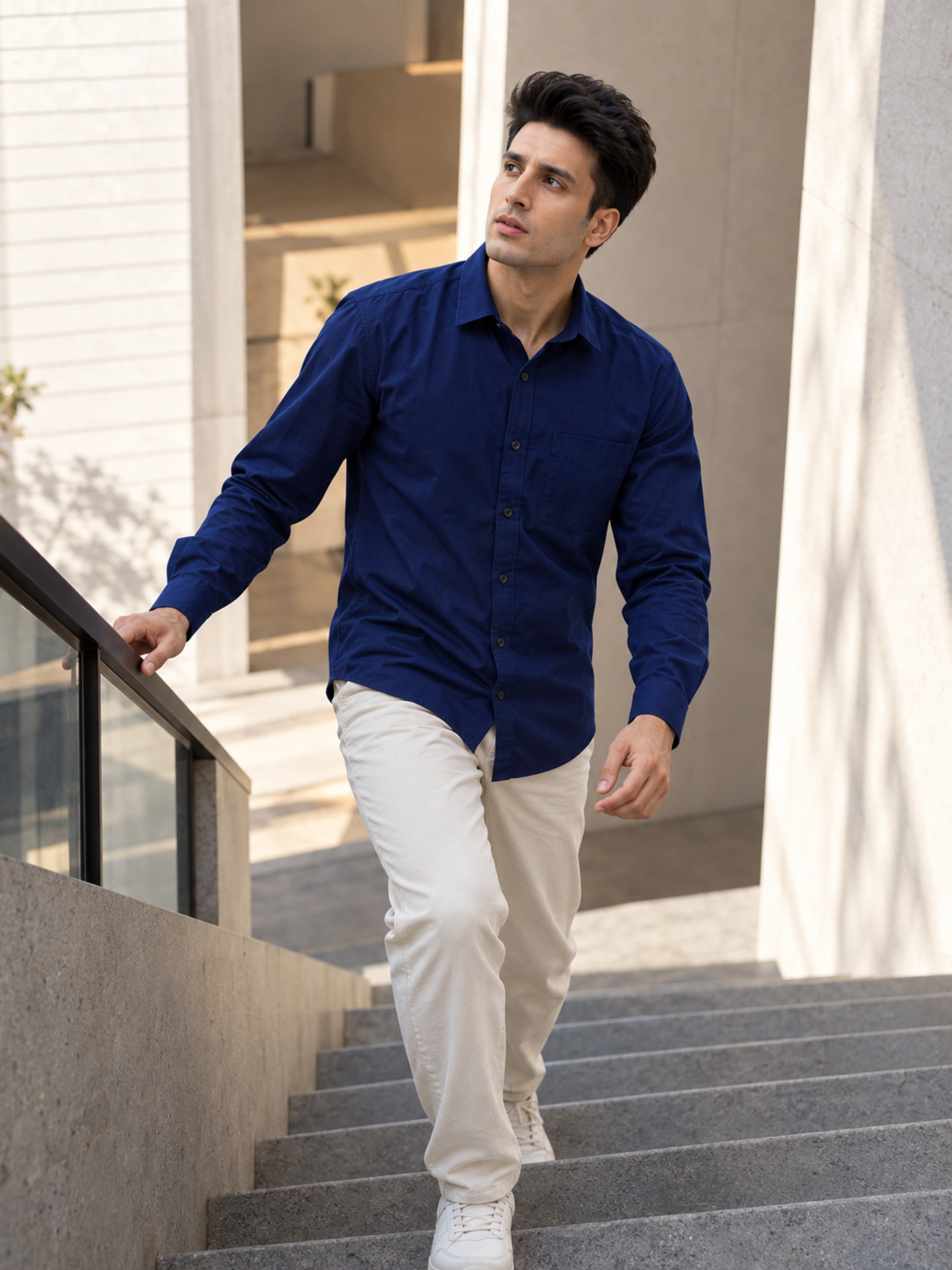 Midnight Navy Cotton Linen Shirt
