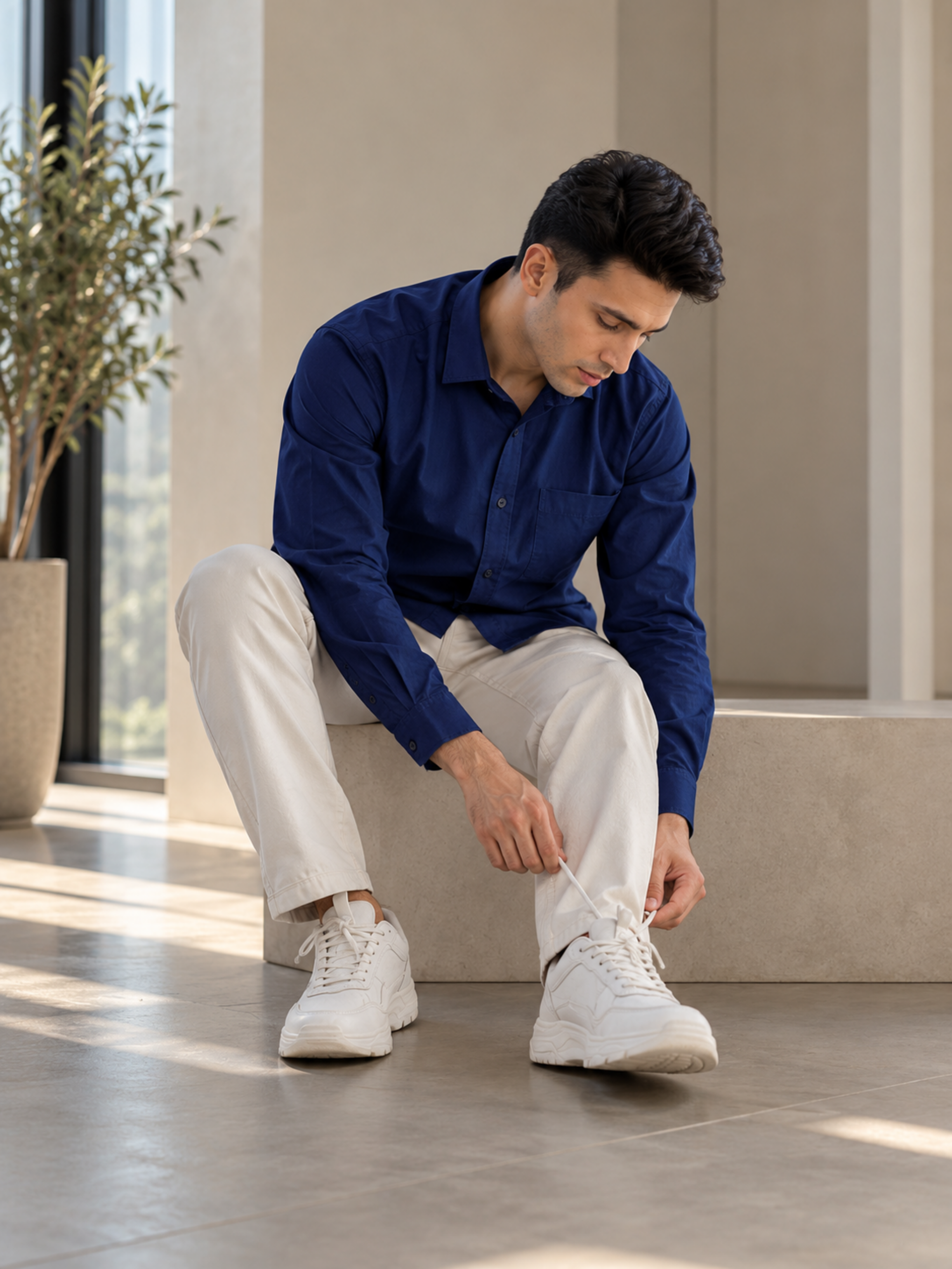Midnight Navy Cotton Linen Shirt