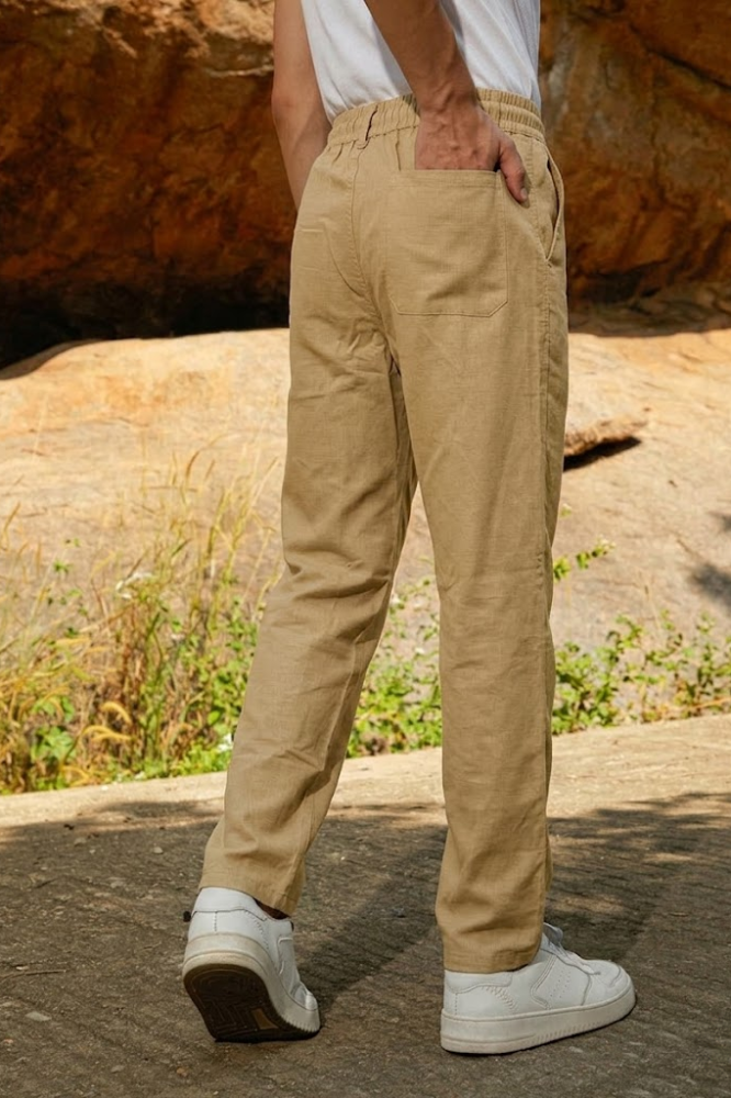 Sand Beige Linen Cotton Relaxed Fit Pants – Premium Summer Essential