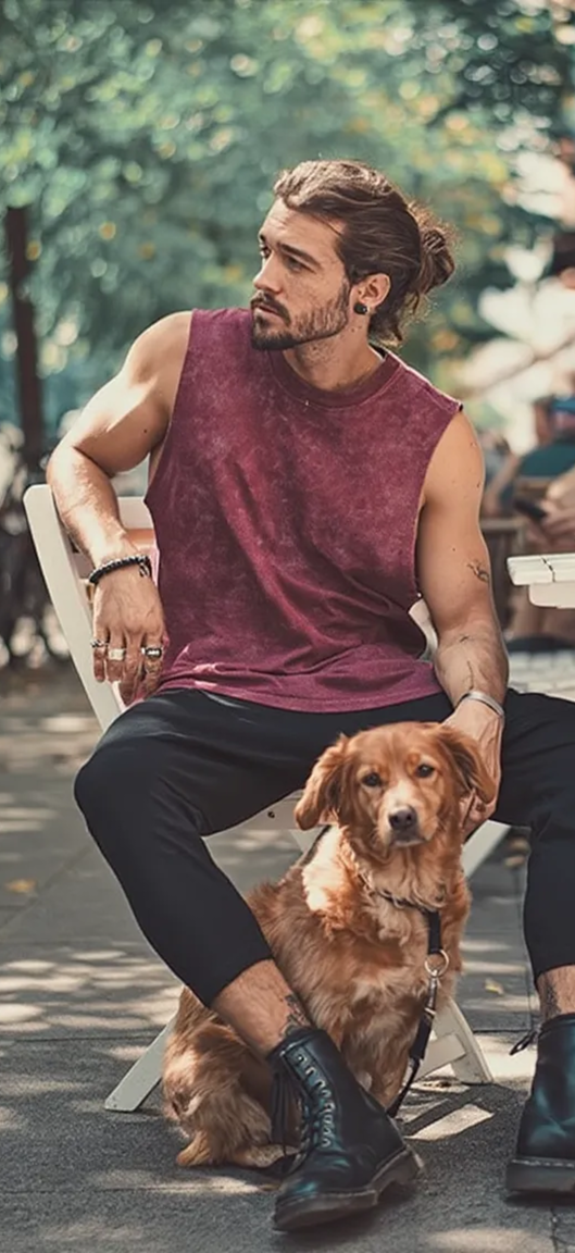 Burgundy Acid Wash Sleeveless Tank