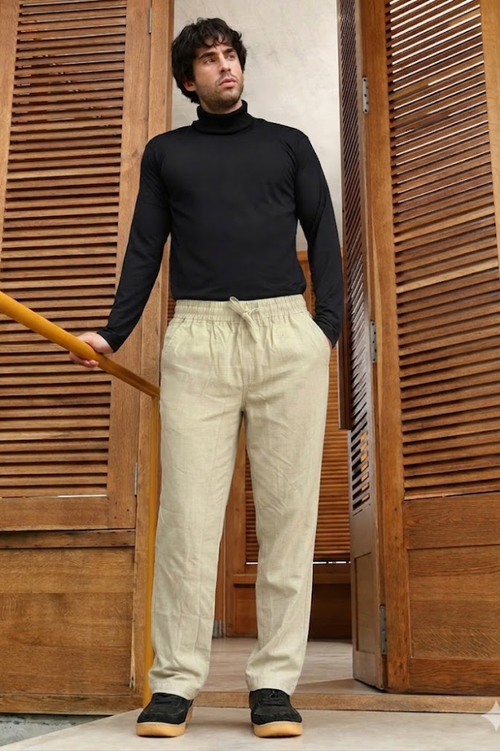 Ivory Linen Cotton Relaxed Fit Pants – Premium Summer Essential