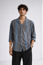 Grey Cotton Rayon Cuban Collar Shirt – Minimal Premium Essential