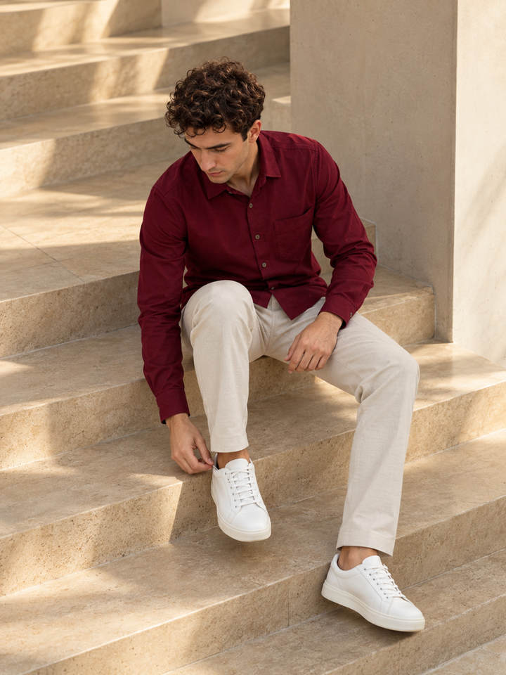 Maroon Cotton Linen Shirt