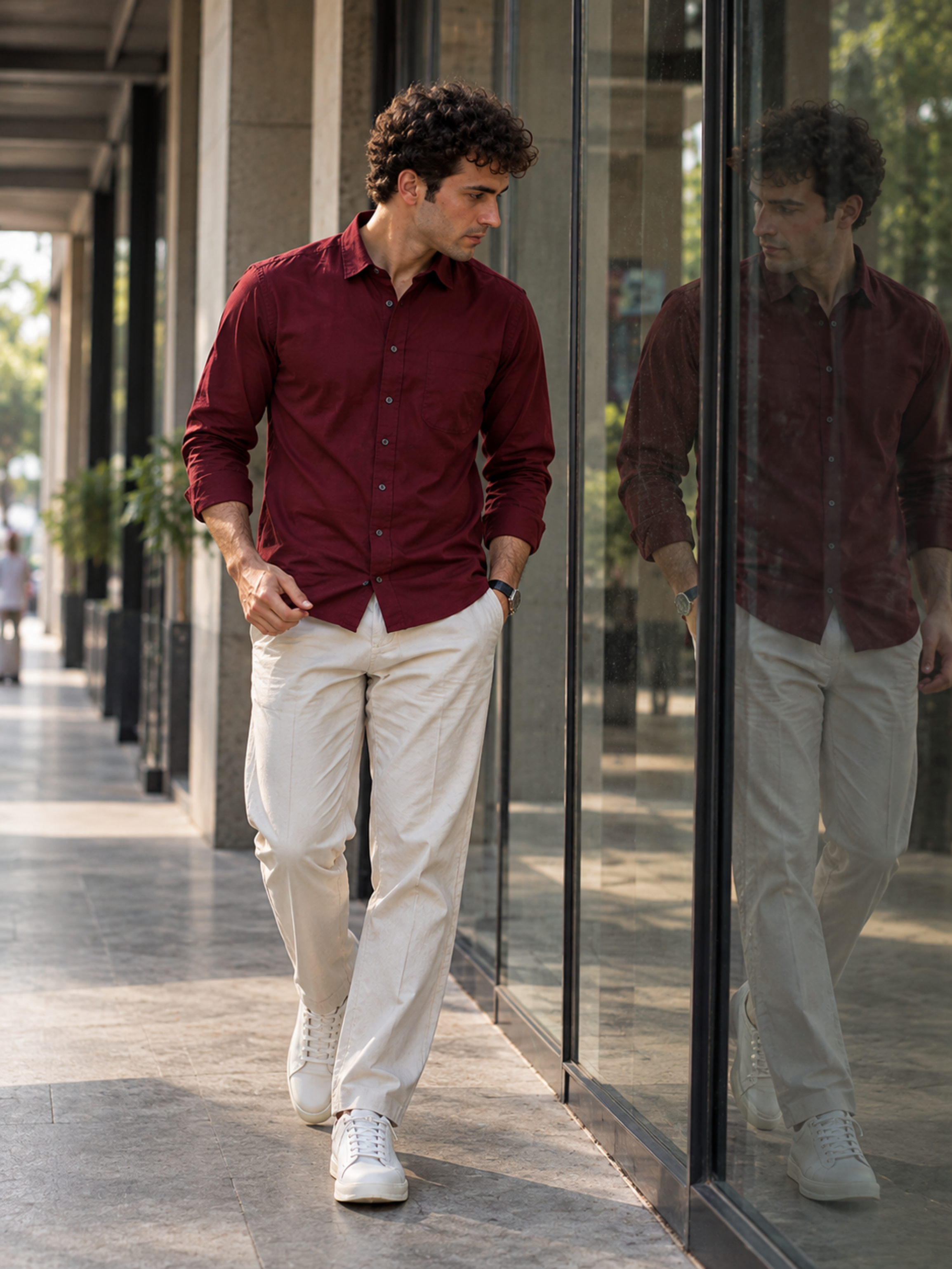 Maroon Cotton Linen Shirt