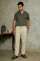 Beige Linen Cotton Relaxed Fit Pants – Summer Essential