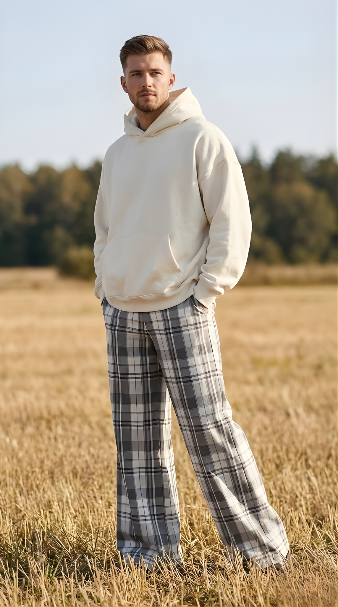 Grey Check Bootcut Pant