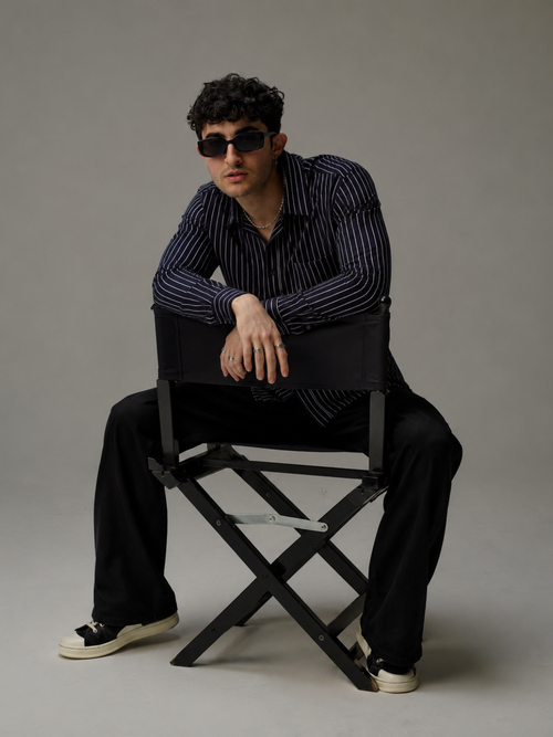 Men’s Blue Striped Rayon Poplin Cotton Shirt