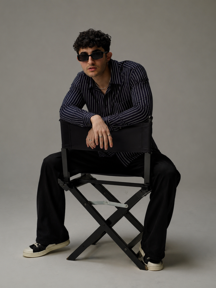 Men’s Blue Striped Rayon Poplin Cotton Shirt