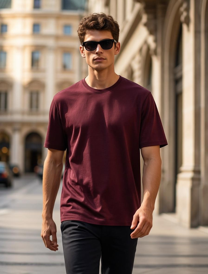 Burgundy Acid Wash Crew Neck