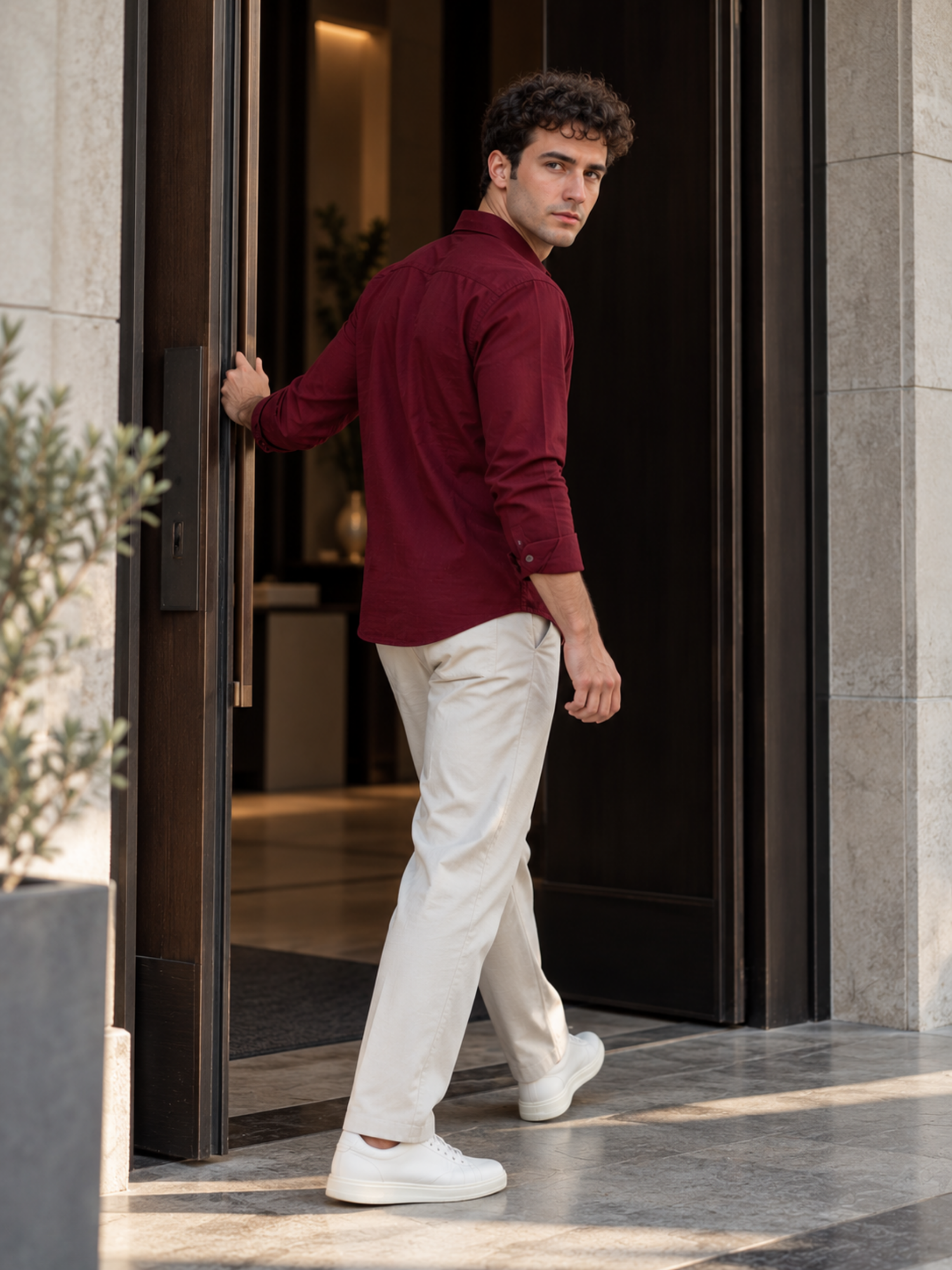 Maroon Cotton Linen Shirt