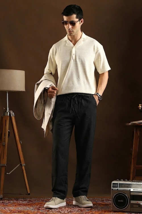 Black Linen Cotton Relaxed Fit Pants – Premium Summer Essential