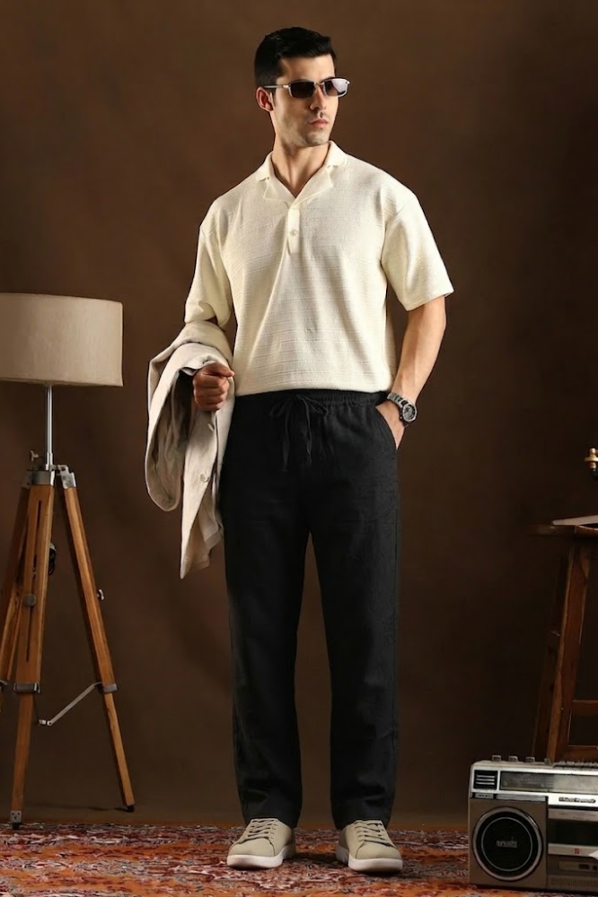 Black Linen Cotton Relaxed Fit Pants – Premium Summer Essential