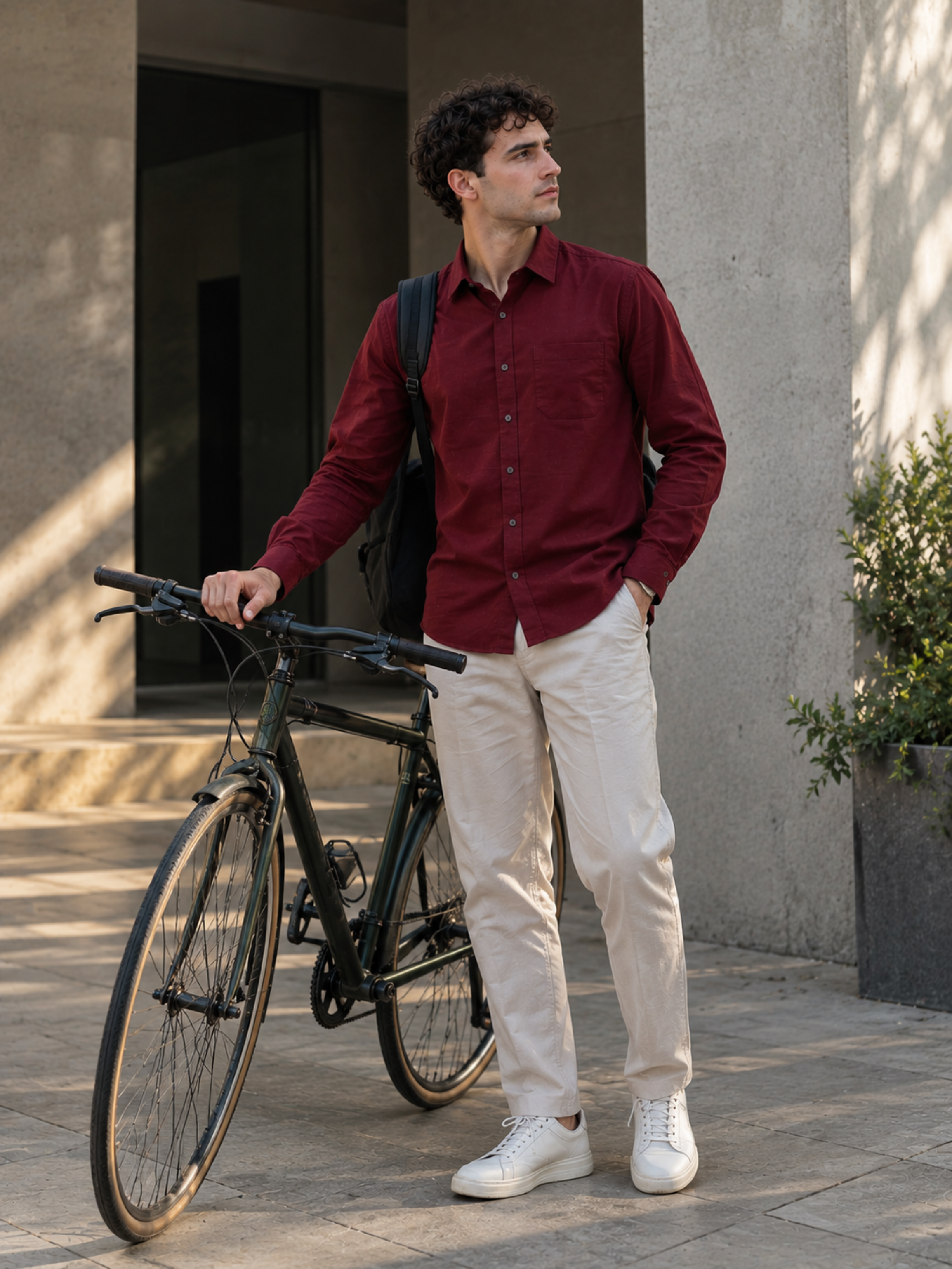 Maroon Cotton Linen Shirt