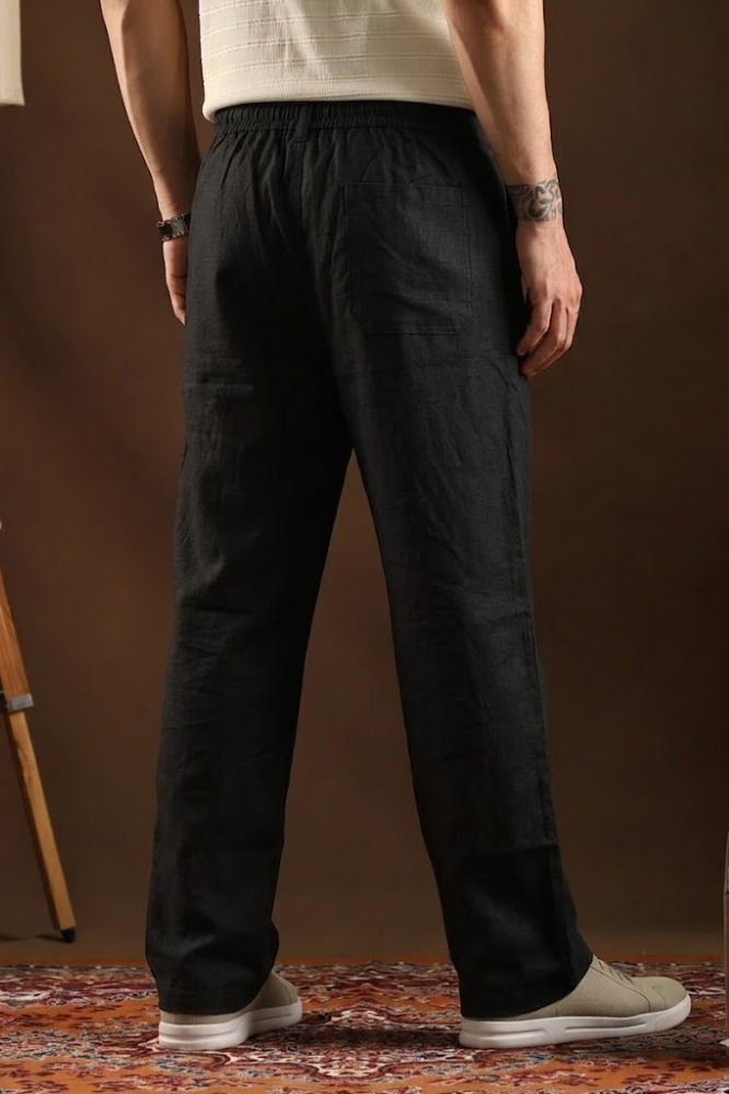 Black Linen Cotton Relaxed Fit Pants – Premium Summer Essential