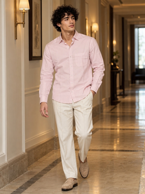 Soft Pink Cotton Linen Shirt