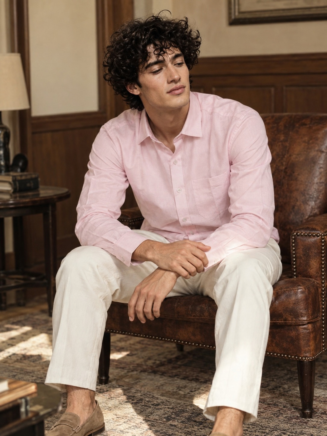 Soft Pink Cotton Linen Shirt