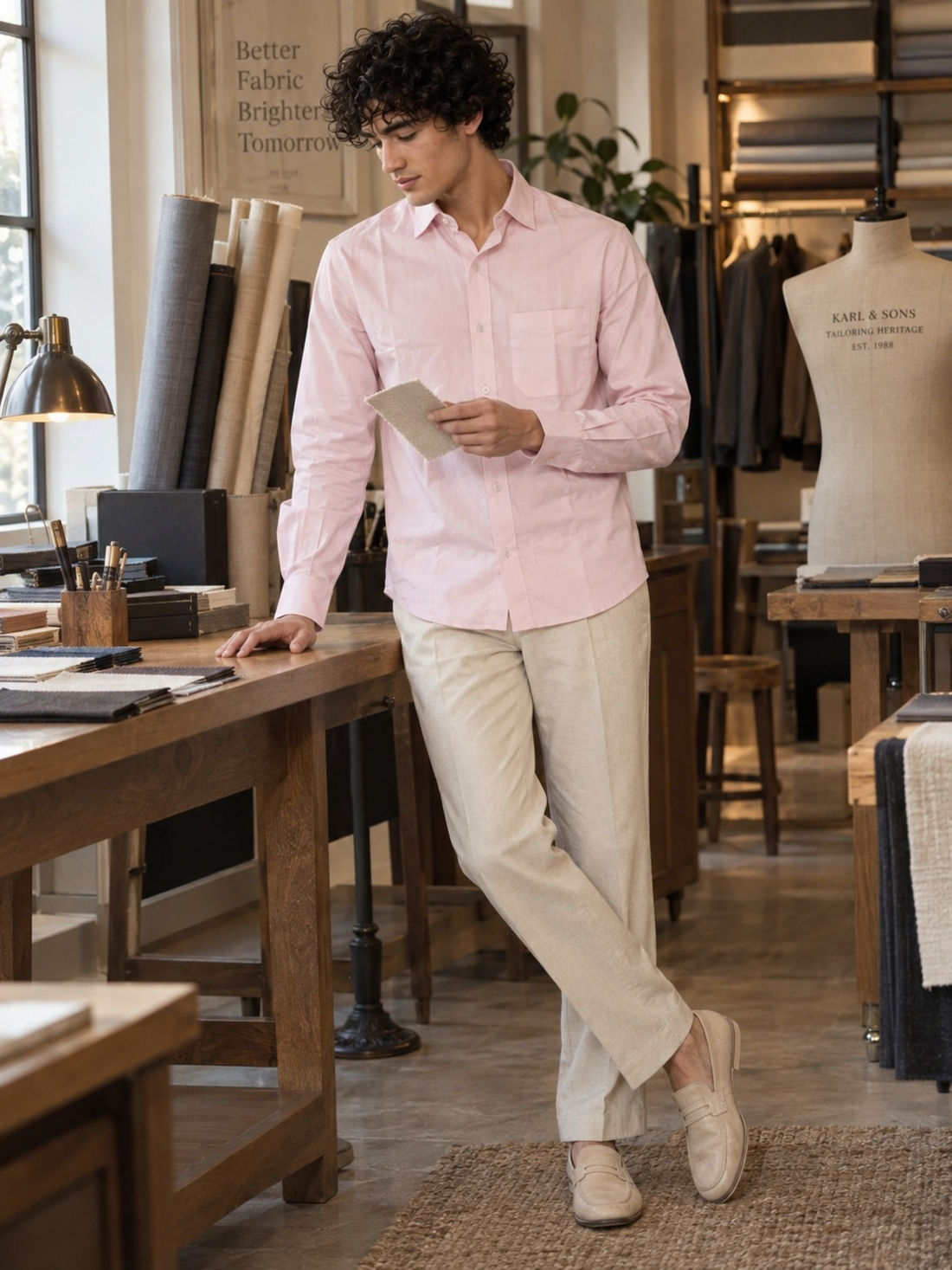 Soft Pink Cotton Linen Shirt