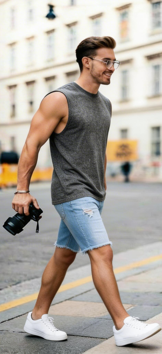 Grey Acid Wash Oversized Tank Top