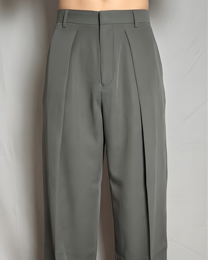 Korean-Style Loose Fit Pleated Grey Colour Pant