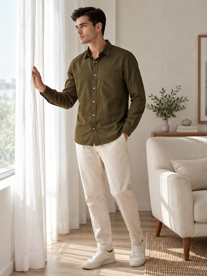 Olive Green Viscose Shirt