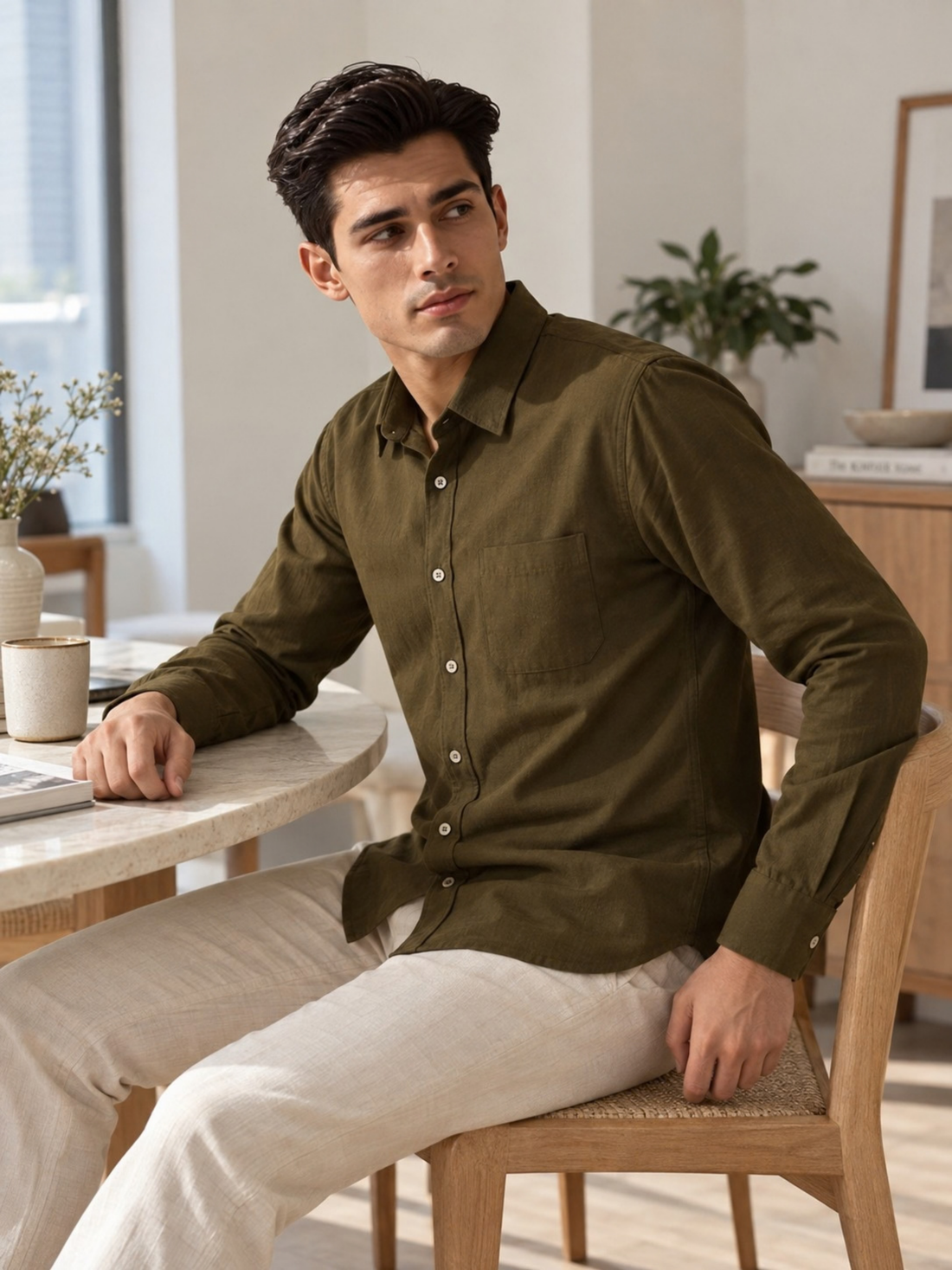 Olive Green Viscose Shirt