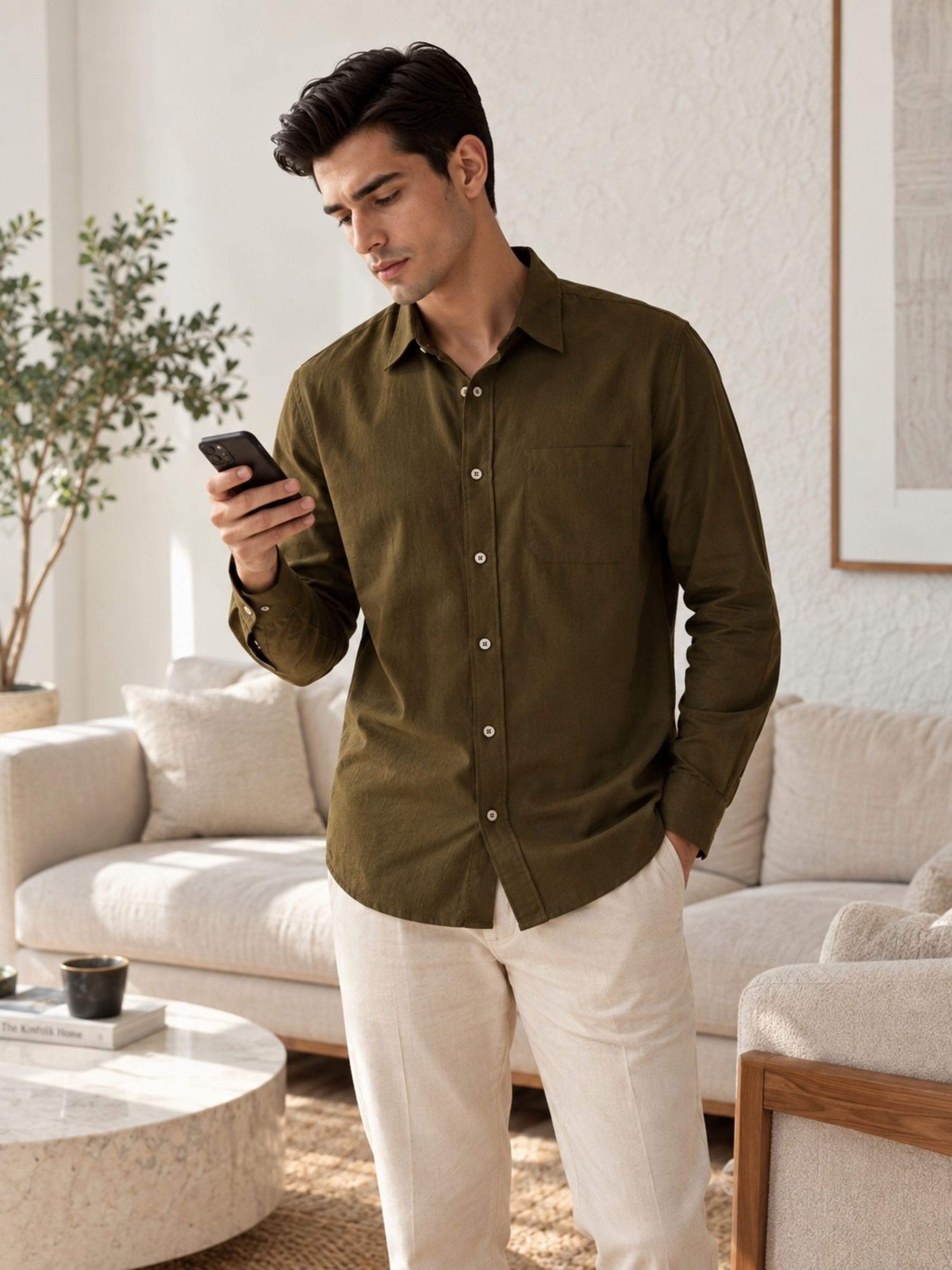 Olive Green Viscose Shirt