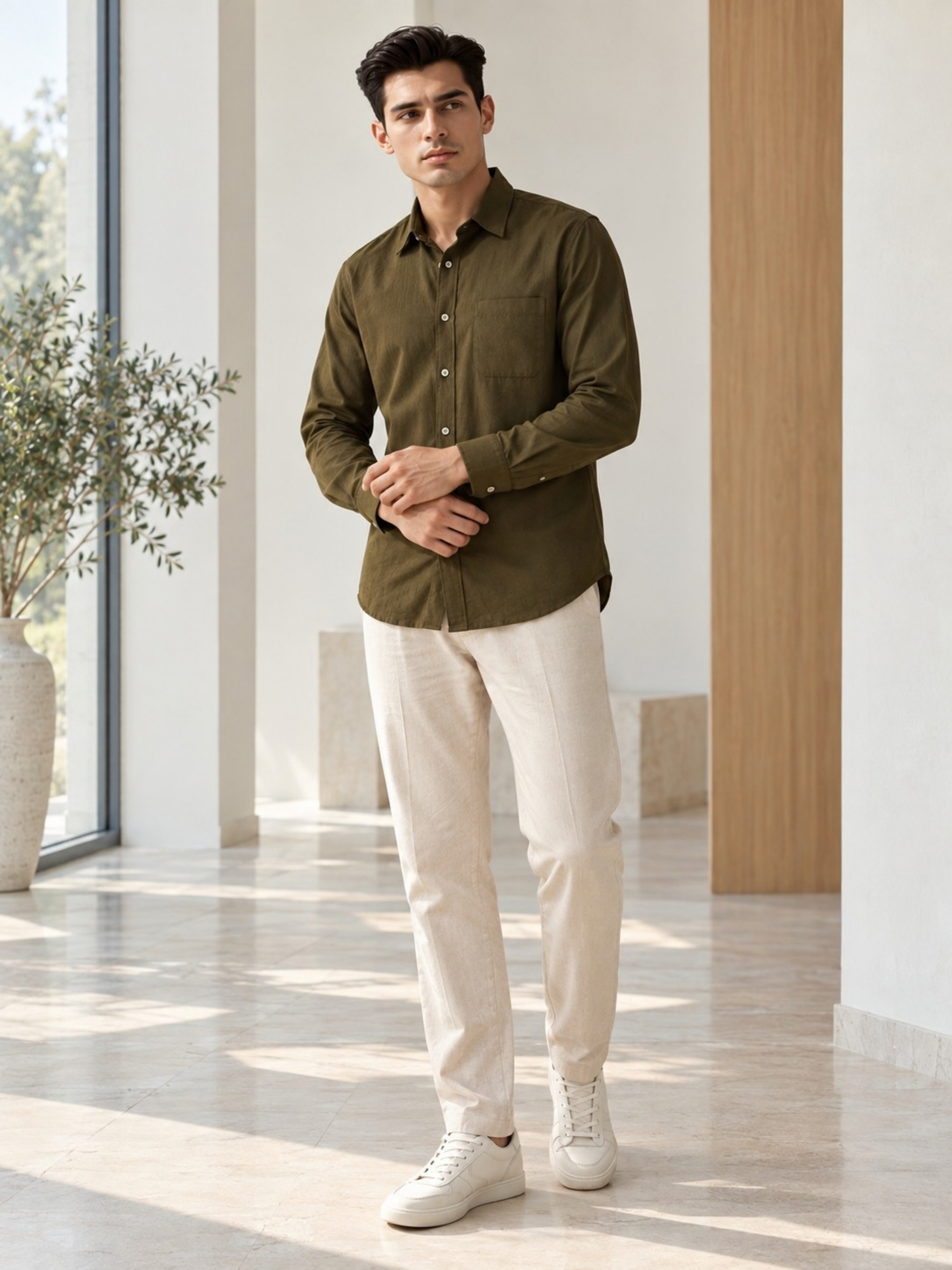 Olive Green Viscose Shirt