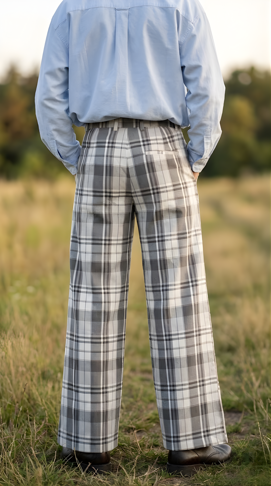 Grey Check Bootcut Pant