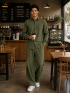 Men's Olive Green Poplin Cotton Co-ord Set – Premium Smart Casual Wear