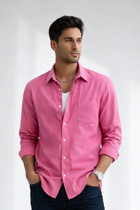 Men’s Blush Pink Linen Blend Shirt – Premium Smart Casual Essential