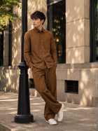 Men's Brown Poplin Cotton Co-ord Set – Premium Smart Casual Wear