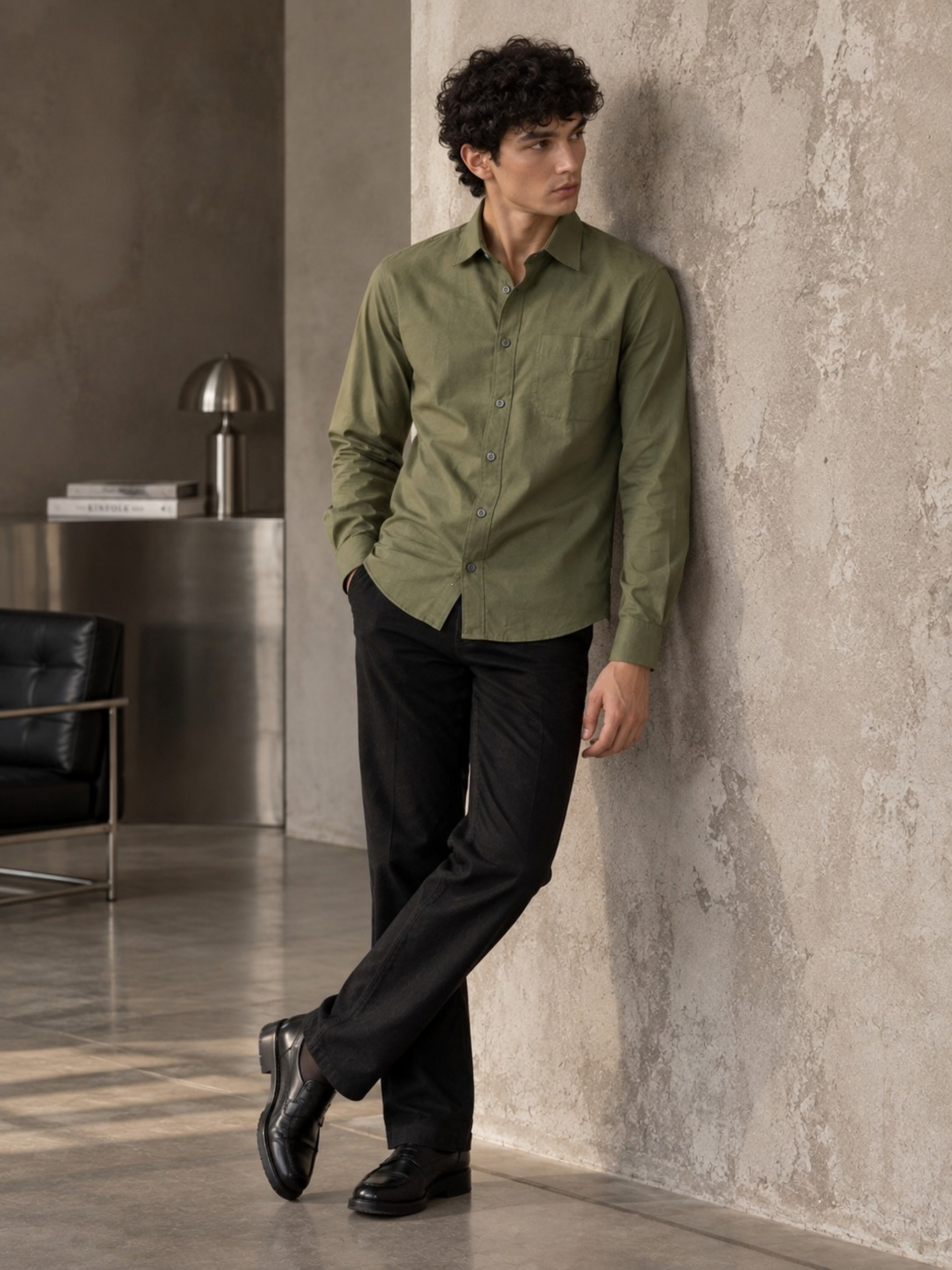 Olive Green Cotton Linen Shirt