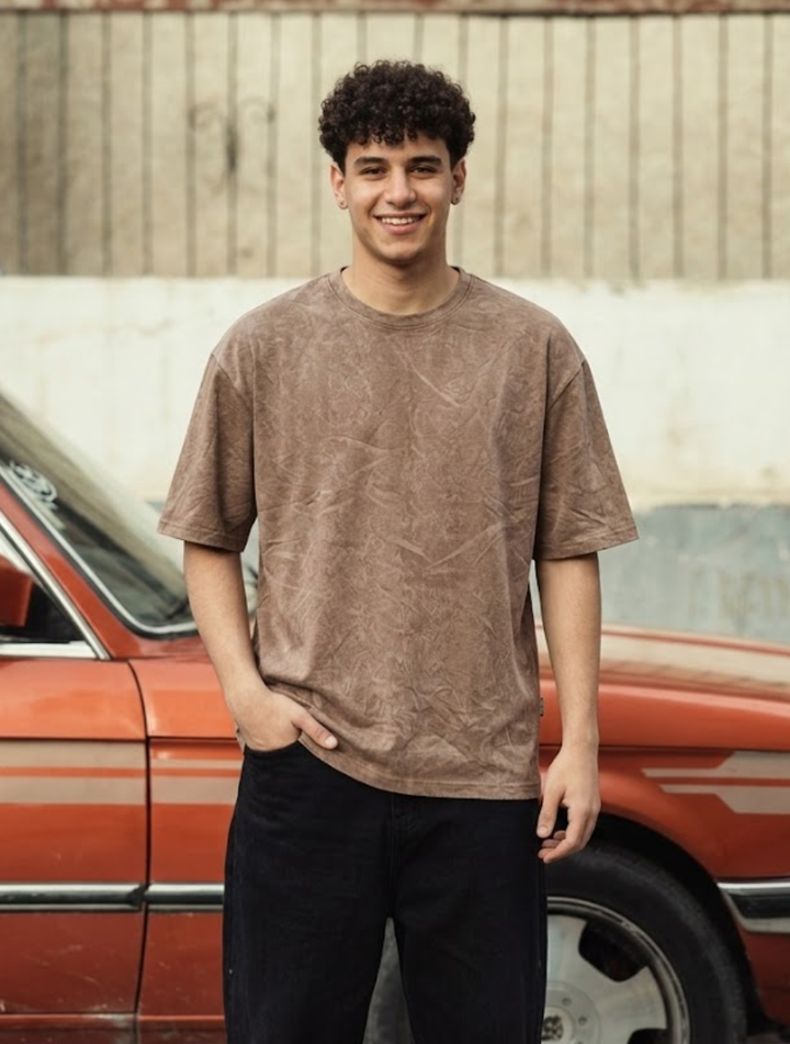 Earth Brown Acid Wash Oversized