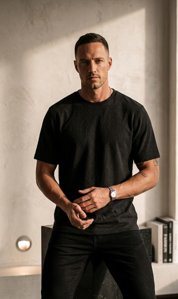 Jet Black Textured T-Shirt