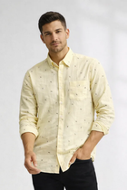 Men’s Light Yellow Honey Bee Double Gauze Cotton Shirt – Premium Summer Essential