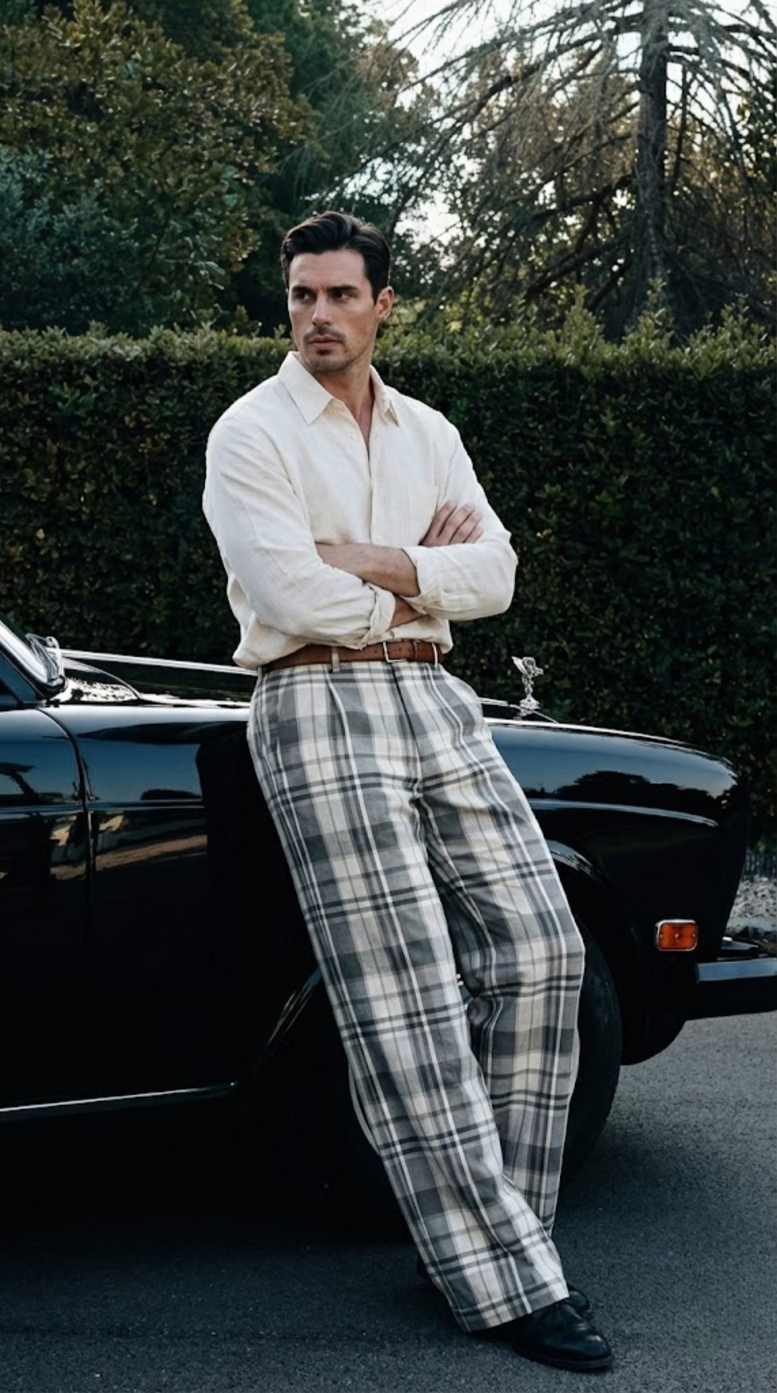 Grey Check Bootcut Pant