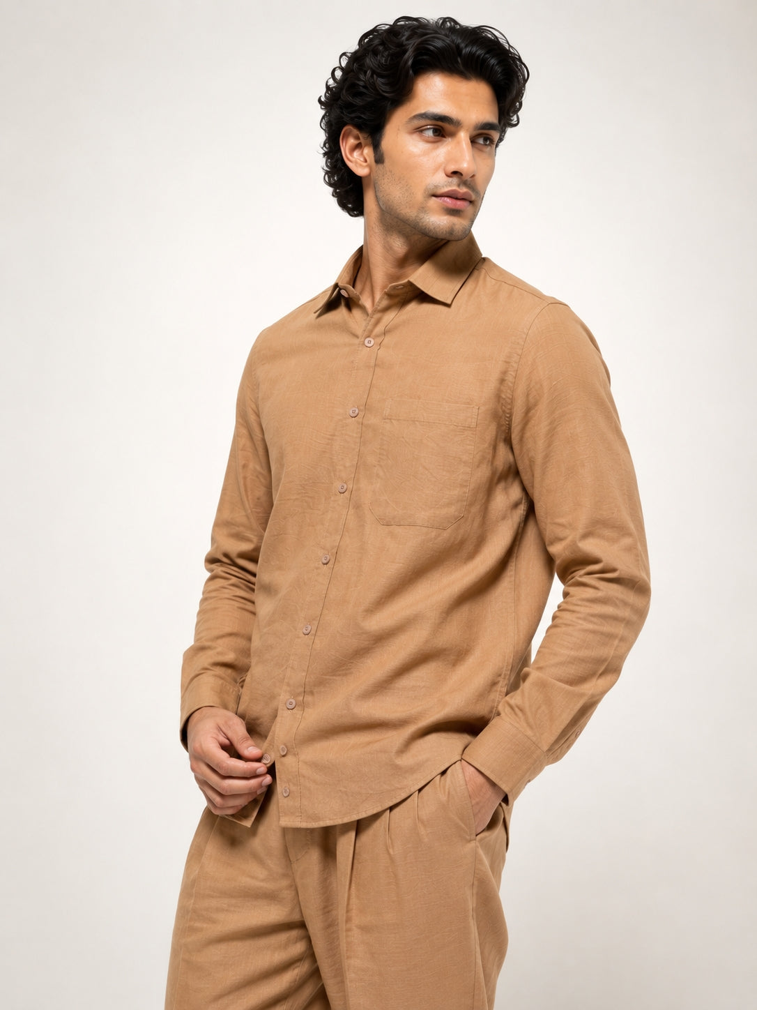 Men's Tan Corduroy Co-Ord Set
