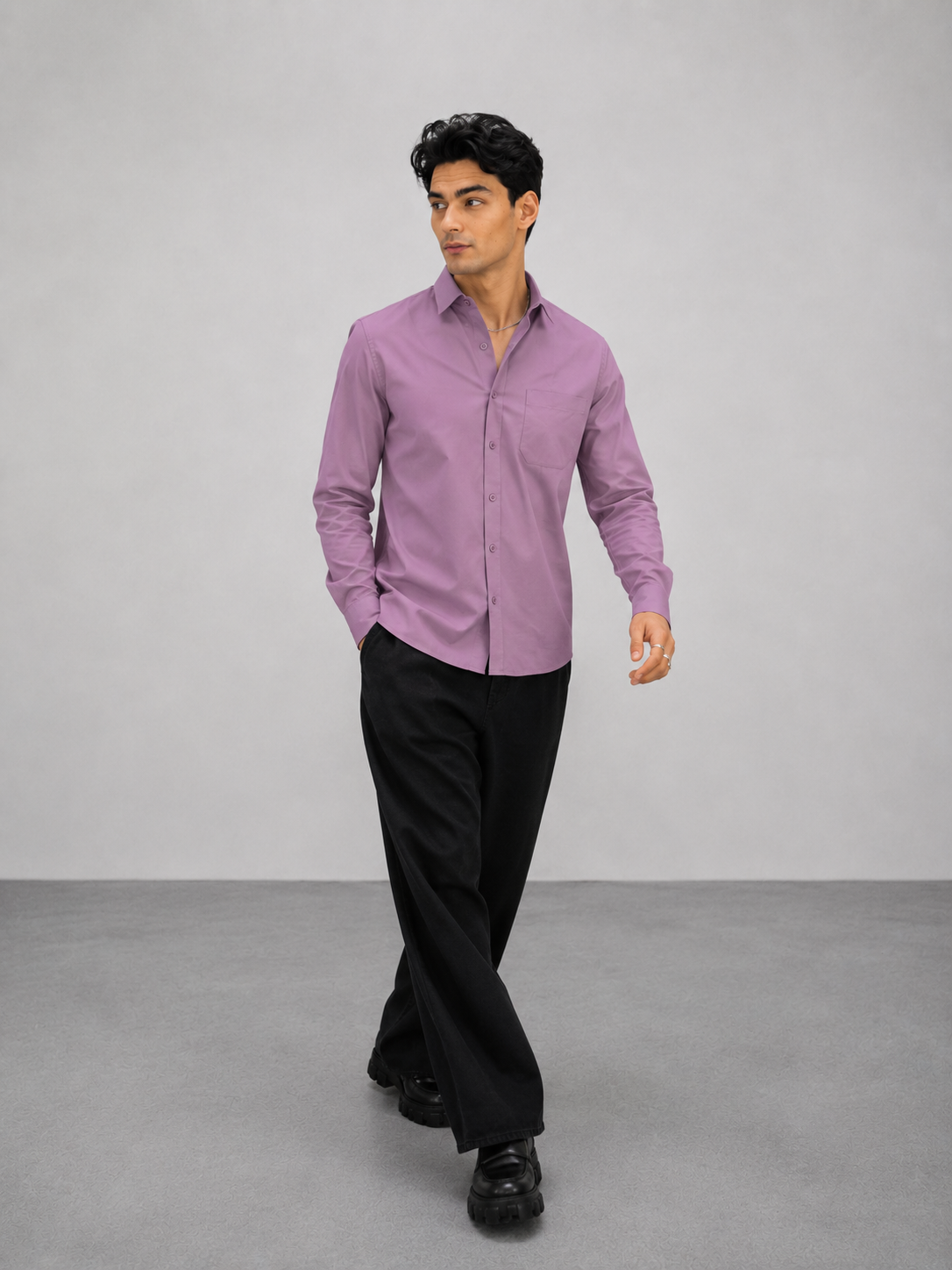 Men’s Dusty Mauve Rayon Poplin Cotton Shirt
