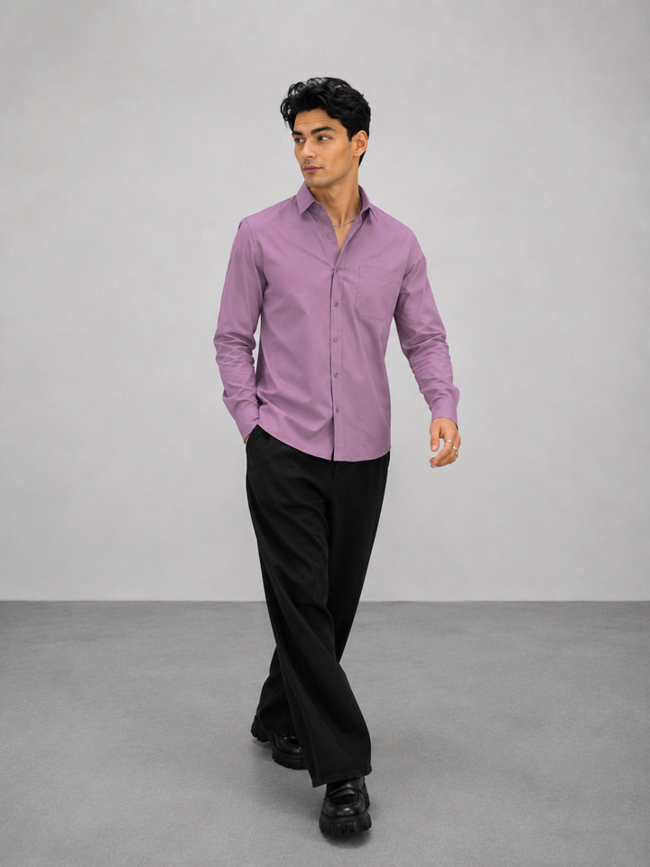 Men’s Dusty Mauve Rayon Poplin Cotton Shirt