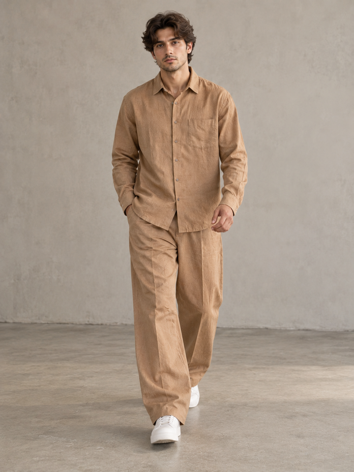 Men's Tan Corduroy Co-Ord Set